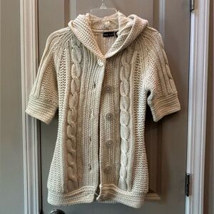 Y2K Wet Seal Women's Cream Cable Knit Short Sleeved Cardigan
